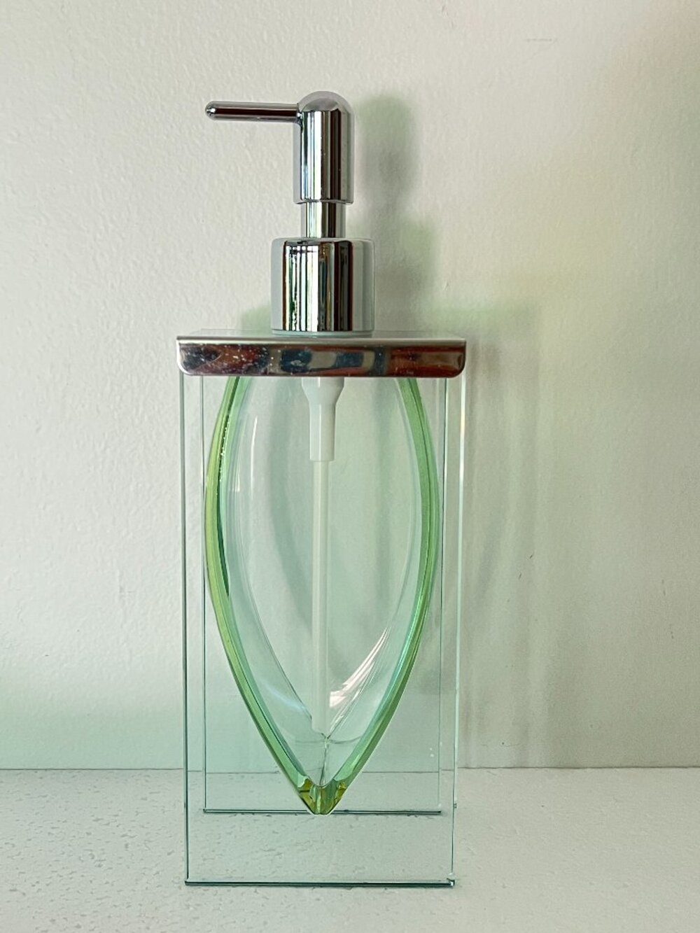 Modern Glass Soap Dispenser Shiny Chrome Finish